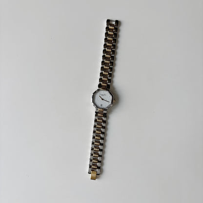 Dior 1990s Octagon Dial Two Tone Gold Plated Watch
