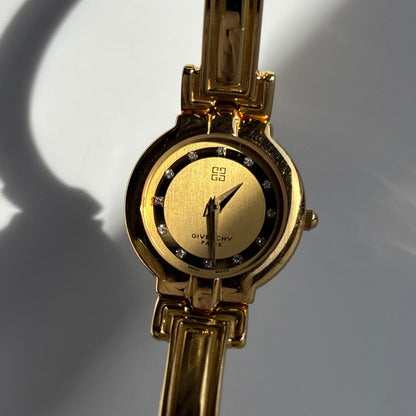 Givenchy 1990s Round Dial Gold Plated Bangle Watch