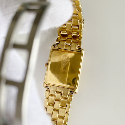 Gucci 1990s Black Dial Tank Gold Plated Watch (Large)