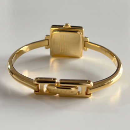 Gucci 1990s Square Dial Gold Plated Bangle Watch (Small)