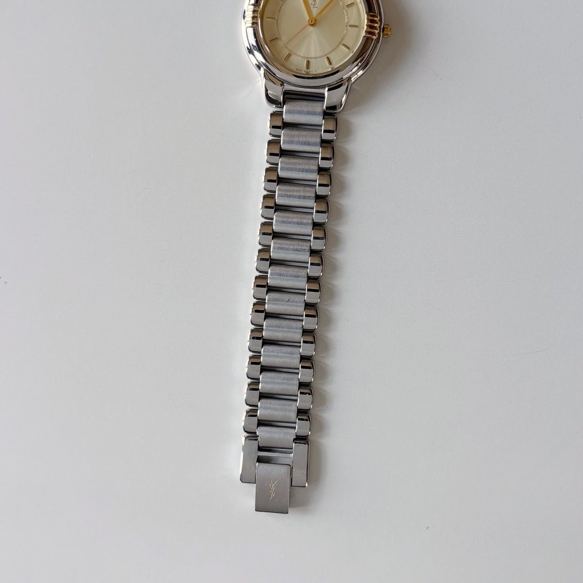 Yves Saint Laurent 1990s Round Dial Two-Tone Gold-Plated Watch (Large)