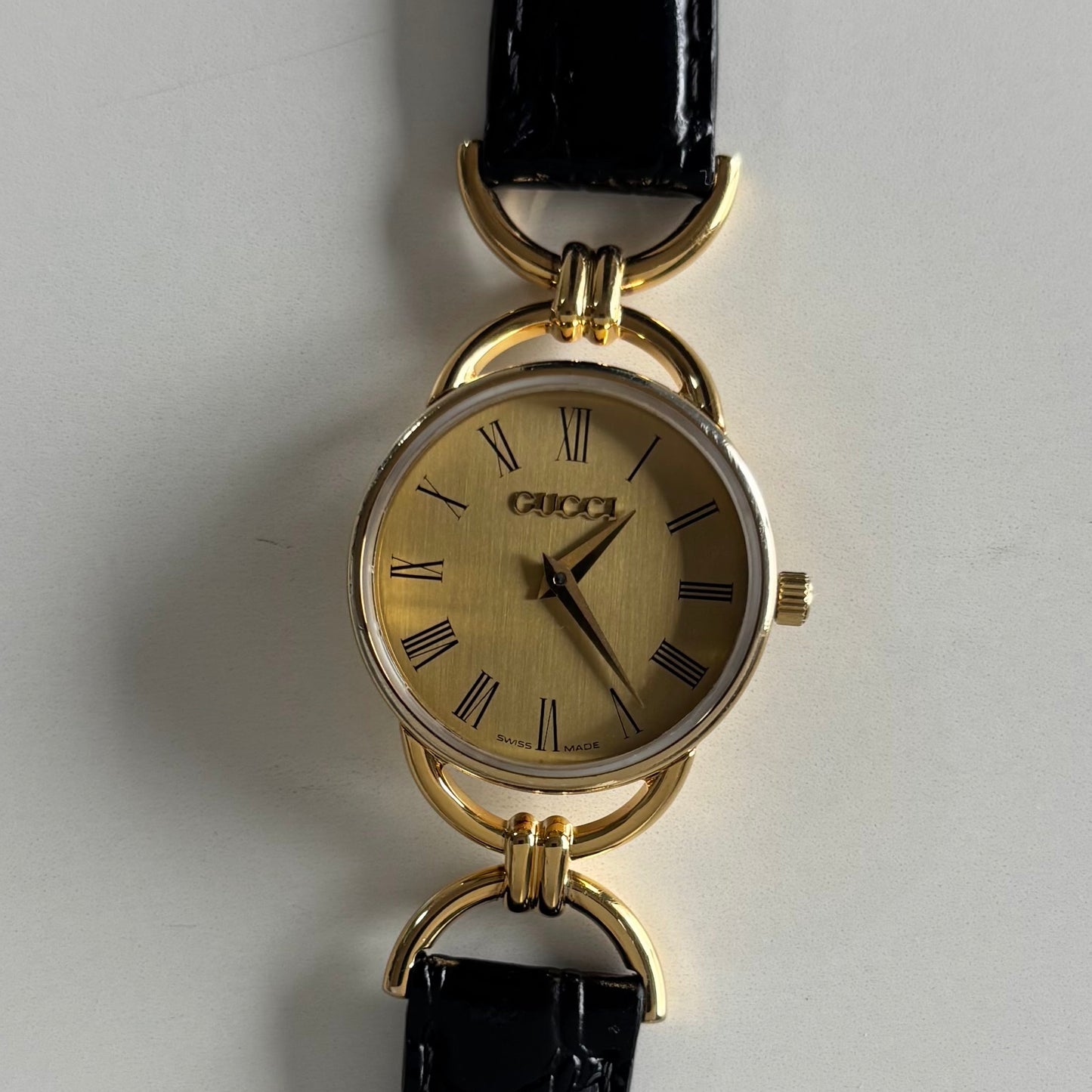 Gucci 1990s Gold Dial Horsebit Gold Plated Watch
