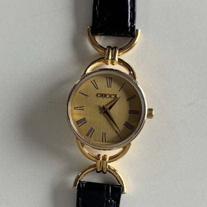 Gucci 1990s Gold Dial Horsebit Gold Plated Watch