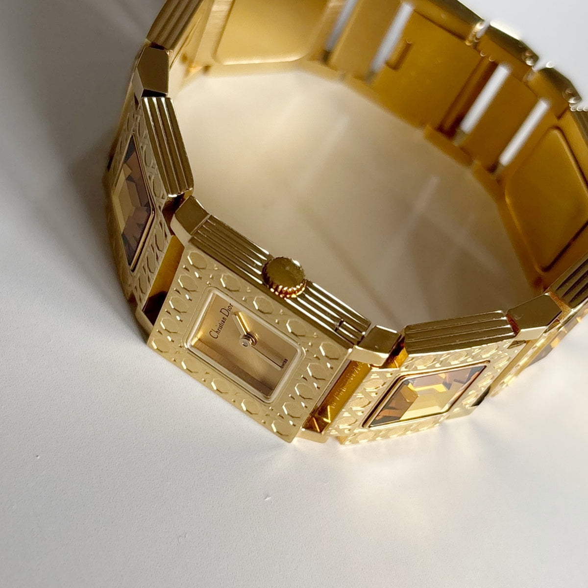 Dior 1990s Square Dial Interchangeable Strap Gold-Plated Watch