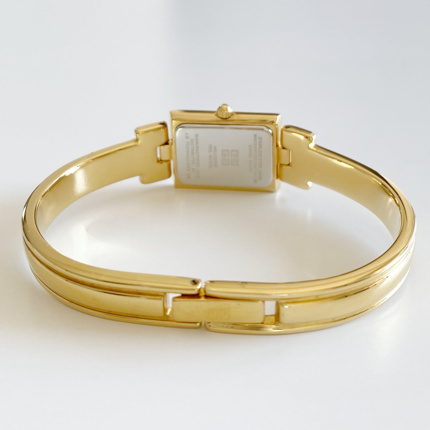 Givenchy 1990s Navy Dial Gold Plated Bangle Watch