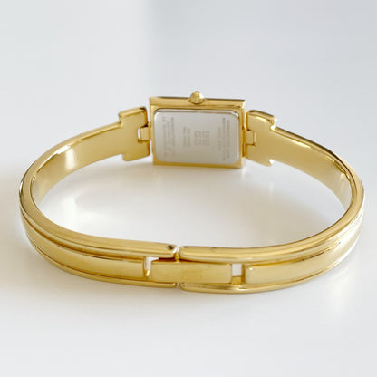 Givenchy 1990s Navy Dial Gold Plated Bangle Watch