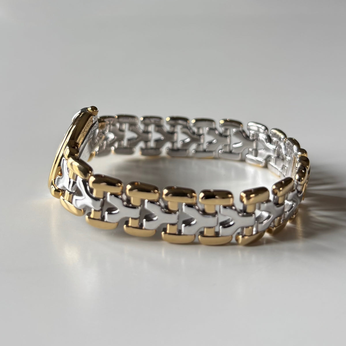 Yves Saint Laurent 1990s Round Dial Two Tone Gold Plated Watch
