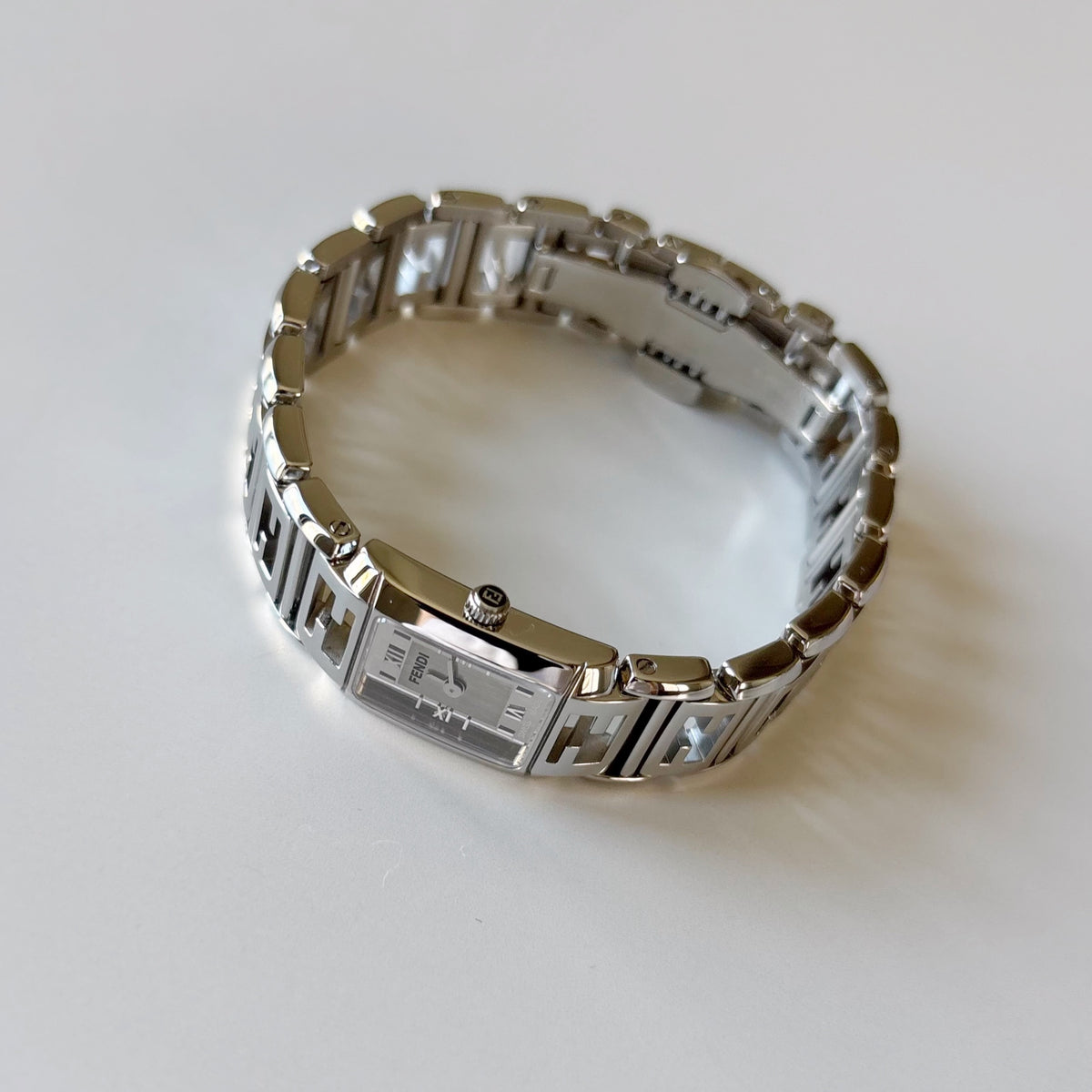 Fendi 1990s Tank Stainless Steel Watch