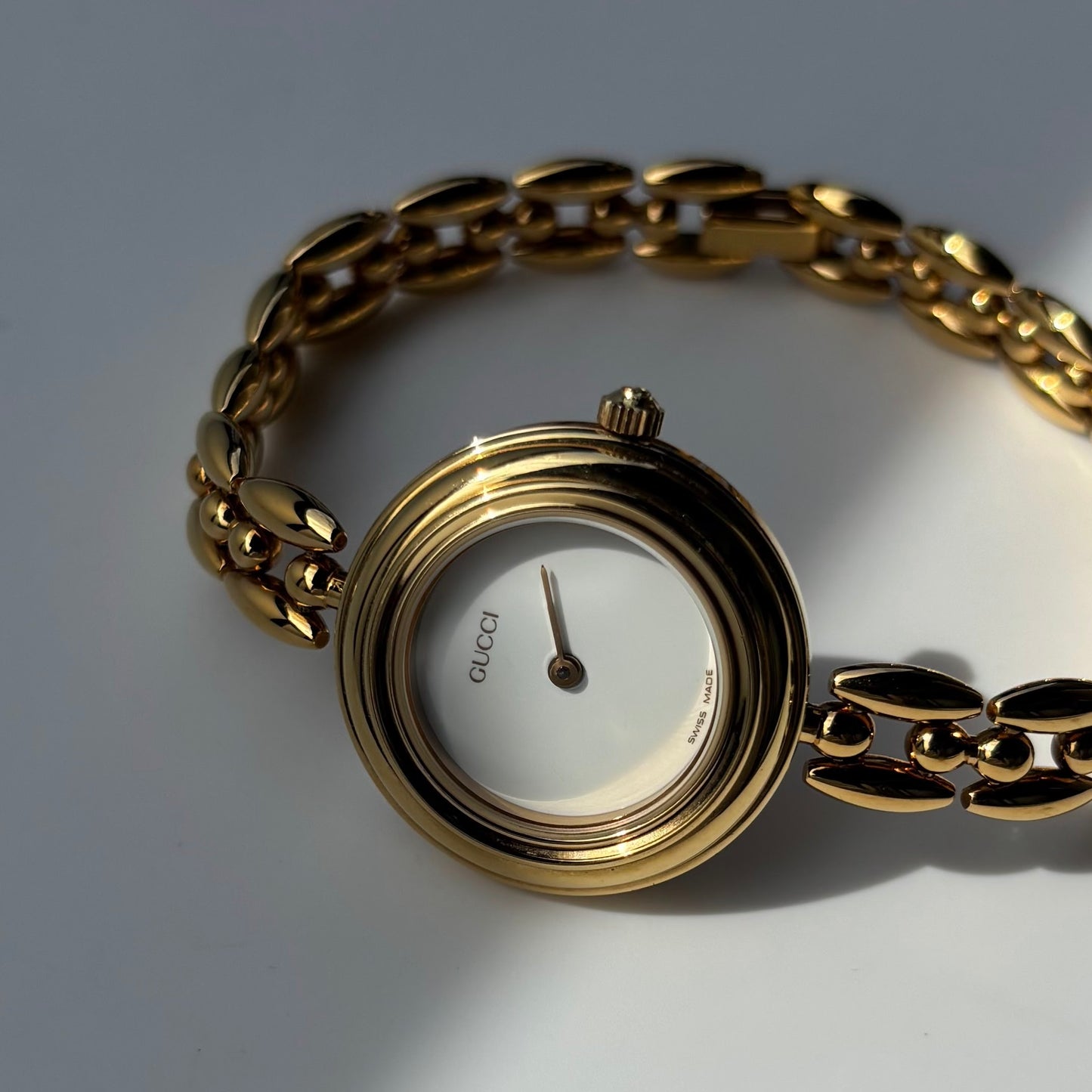 Gucci 1990s Interchangeable Bezel Gold Plated Watch with 6 bezels, case (167mm)