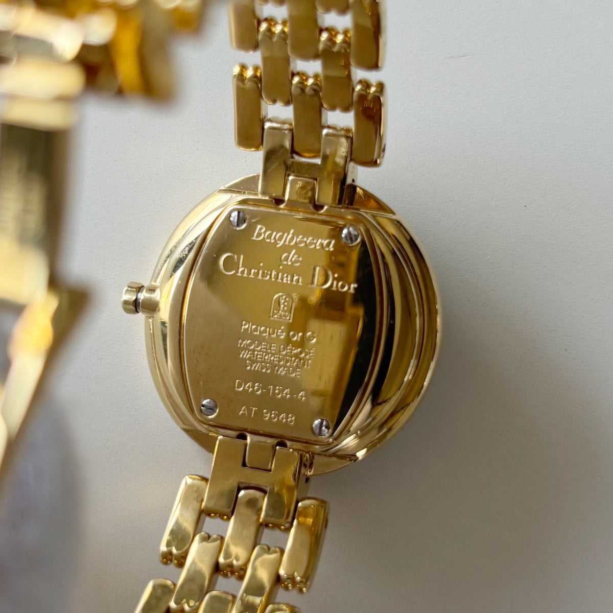 Dior 1990s Bagheera Round Black Dial Gold Plated Watch