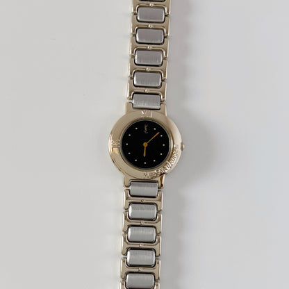 Yves Saint Laurent 1990s Black Dial Two Tone Watch