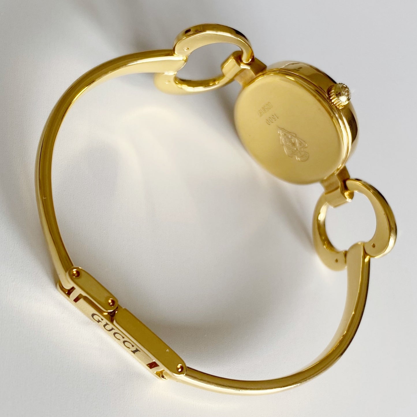 Gucci 1990s Seashell Dial Gold Plated Bangle Watch