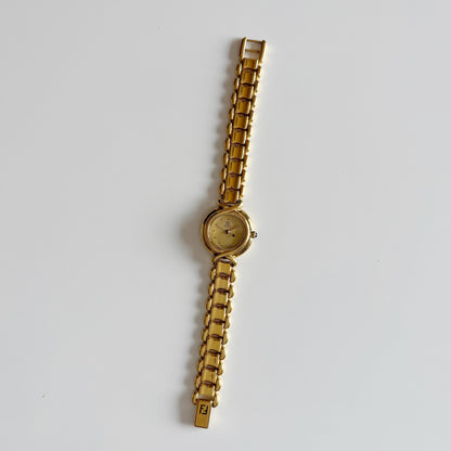 Fendi 1990s Round Dial Gold Plated Watch