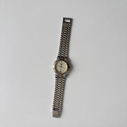 Gucci 1990s Date Round Dial Gold Plated Two Tone Watch (Large)
