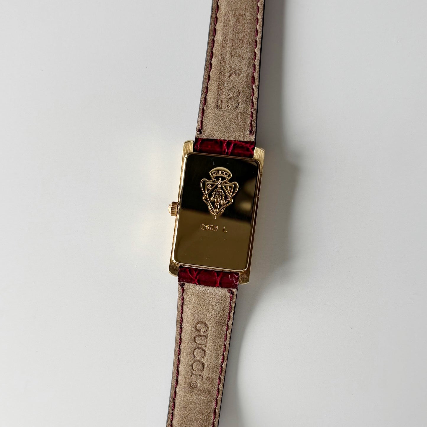 Gucci 1990s Red Tank Gold Plated Watch