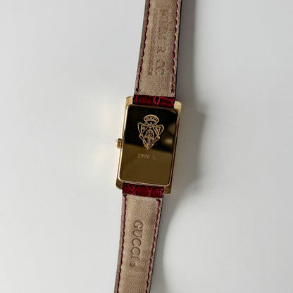 Gucci 1990s Red Tank Gold Plated Watch