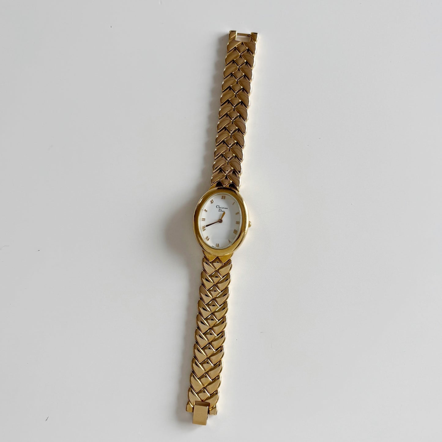 Dior 1990s Oval Dial Gold Plated Watch