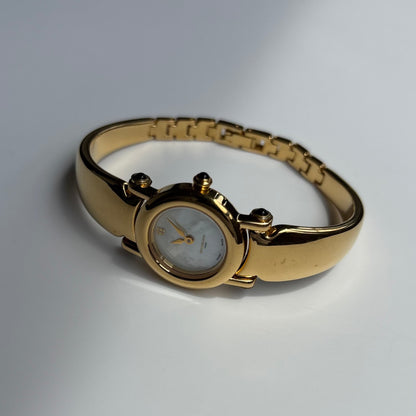 Givenchy 1990s Seashell Dial Gold Plated Bangle Watch