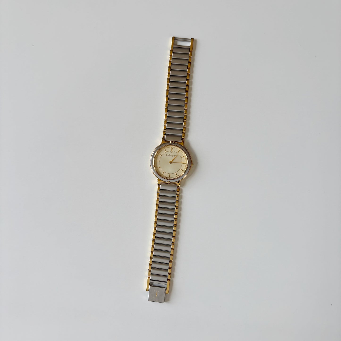 Yves Saint Laurent 1990s Round Dial Gold Plated Two Tone watch (Large)