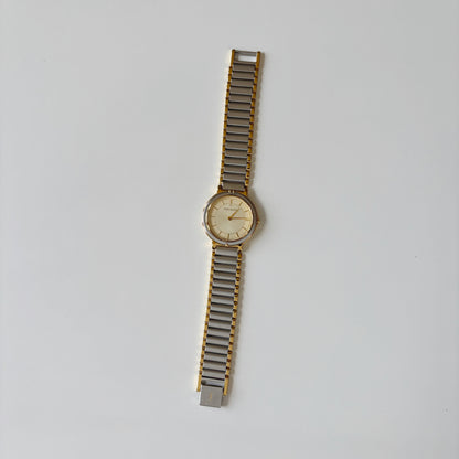 Yves Saint Laurent 1990s Round Dial Gold Plated Two Tone watch (Large)