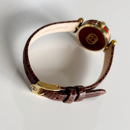 Gucci 1990s Round Dial Gold Plated Watch