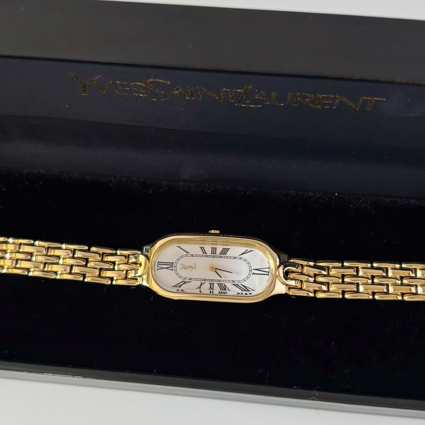 Yves Saint Laurent 1990s Oval Dial Gold Plated Watch