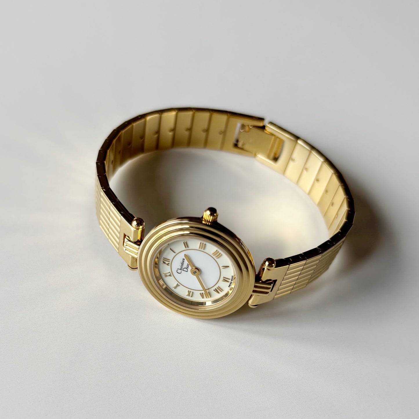 Dior 1990s Round Dial Gold Plated Watch