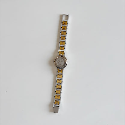Hermes 1990s Clipper Round Dial Two Tone Watch