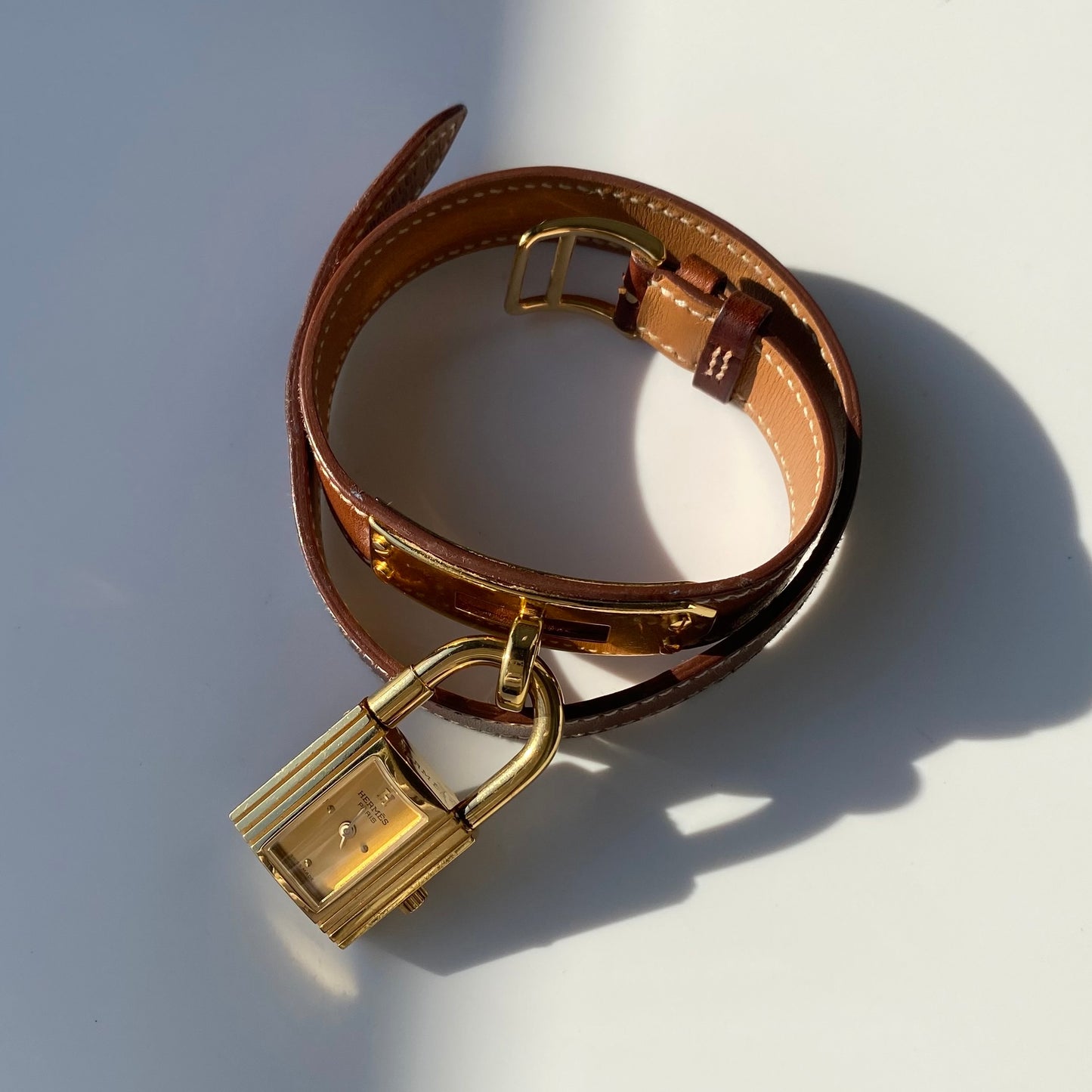 Hermes 1990s Kelly Gold Plated Watch
