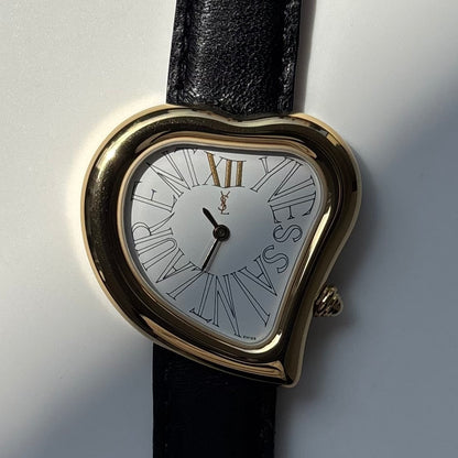 Yves Saint Laurent 1990s Heart Shaped Dial Gold Plated Watch