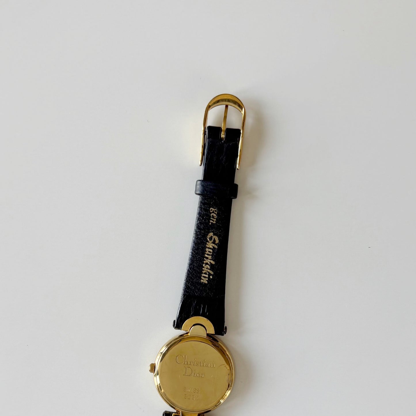 Dior 1990s Black Round Dial Gold Plated Watch