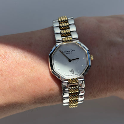 Dior 1990s Octagon Two Tone Watch