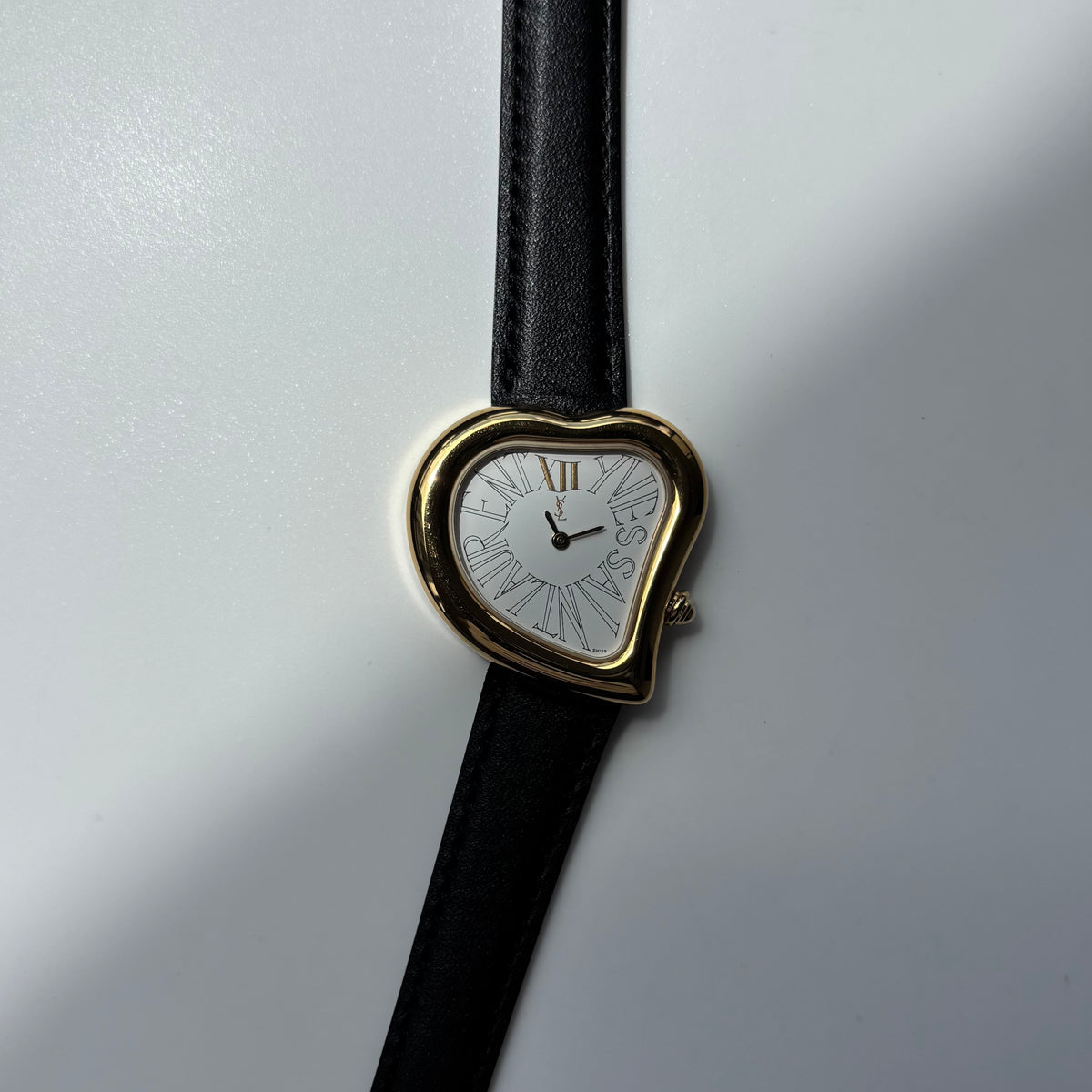 Yves Saint Laurent 1990s Heart Shaped Gold Plated Watch