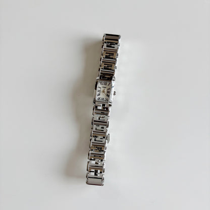 Fendi 1990s Seashell Dial Tank Stainless steel Watch