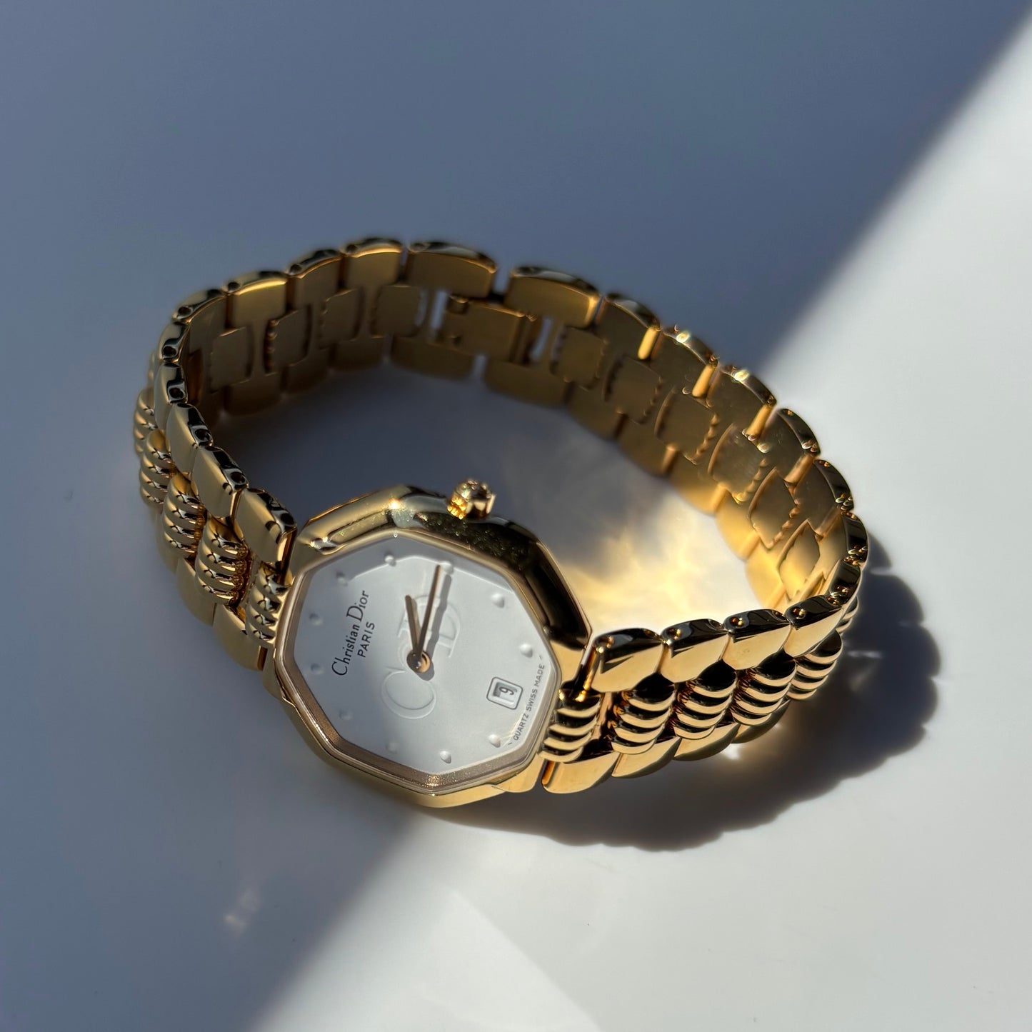 Dior 1990s Octagon Gold Plated Watch