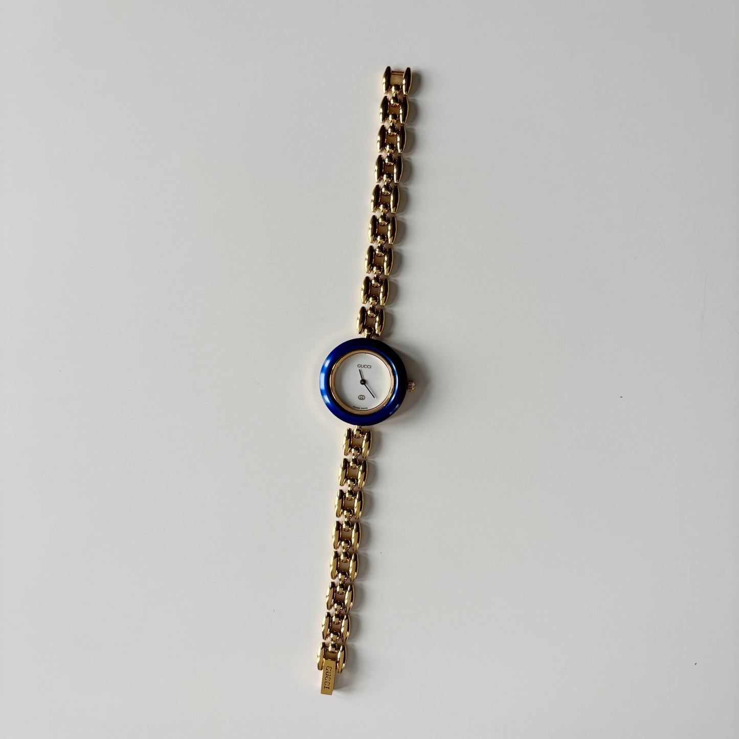 Gucci 1990s Interchangeable Bezel Gold Plated Rice Chain Watch with 6 bezels, case (170mm)