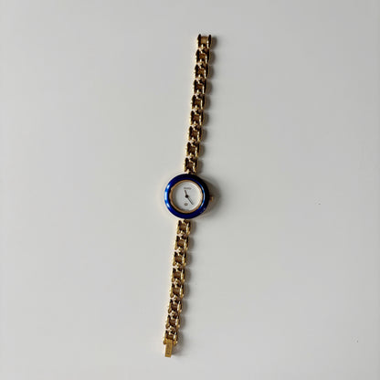 Gucci 1990s Interchangeable Bezel Gold Plated Rice Chain Watch with 6 bezels, case (170mm)