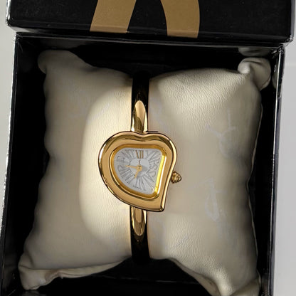 Yves Saint Laurent 1990s Heart Shaped Dial Gold Plated Watch