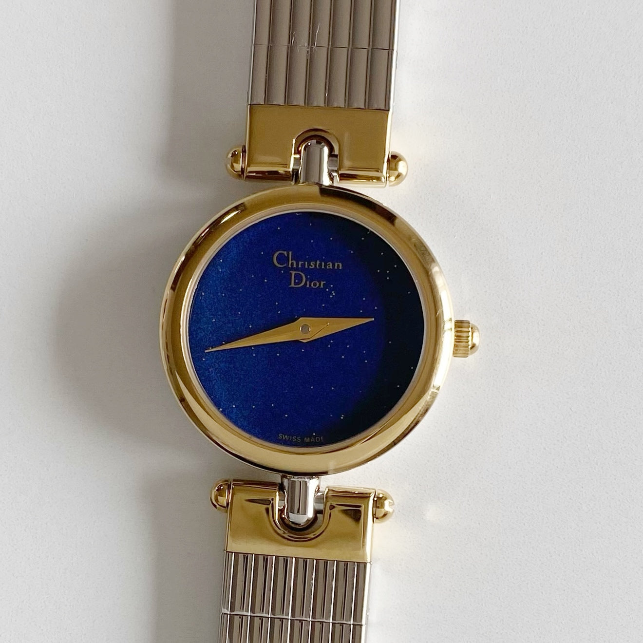 Dior 1990s Navy Dial Gold Plated Two Tone Watch