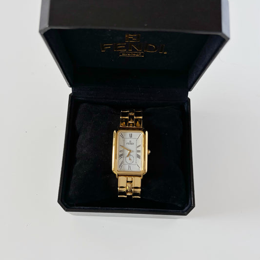 Fendi 1990s Tank Gold Plated Watch (Large)