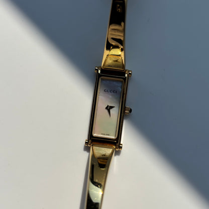 Gucci 1990s Seashell Gold Plated Bangle Watch