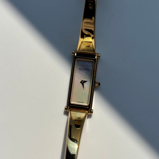 Gucci 1990s Seashell Gold Plated Bangle Watch
