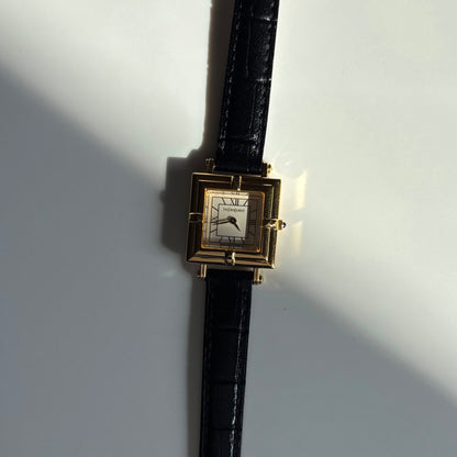 Yves Saint Laurent 1990s Square Dial Gold Plated Watch