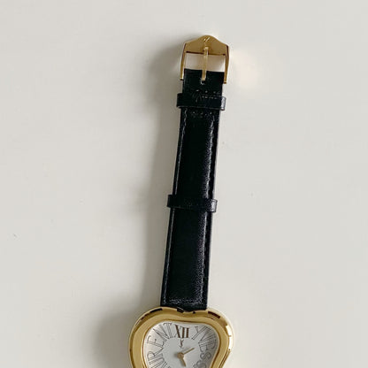 Yves Saint Laurent 1990s Heart Shaped Dial Gold Plated Watch