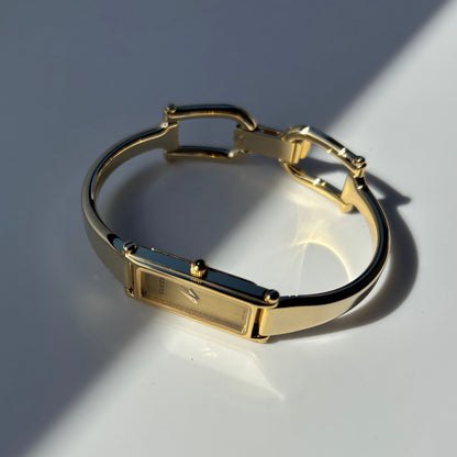 Gucci 1990s  Gold Dial Gold Plated Bangle Watch