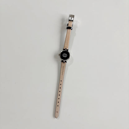 Gucci 1990s Black Round Dial Silver Watch