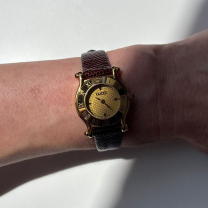 Gucci 1990s Round Dial Gold Plated Watch
