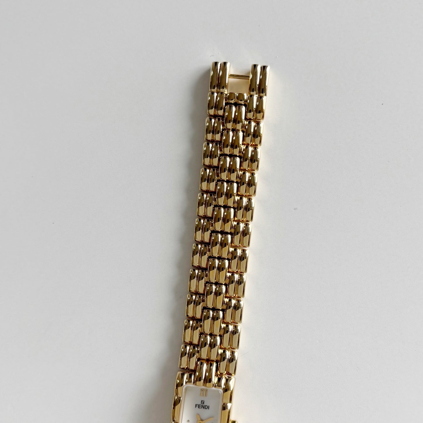 Fendi 1990s Rectangular Dial Gold Plated Watch