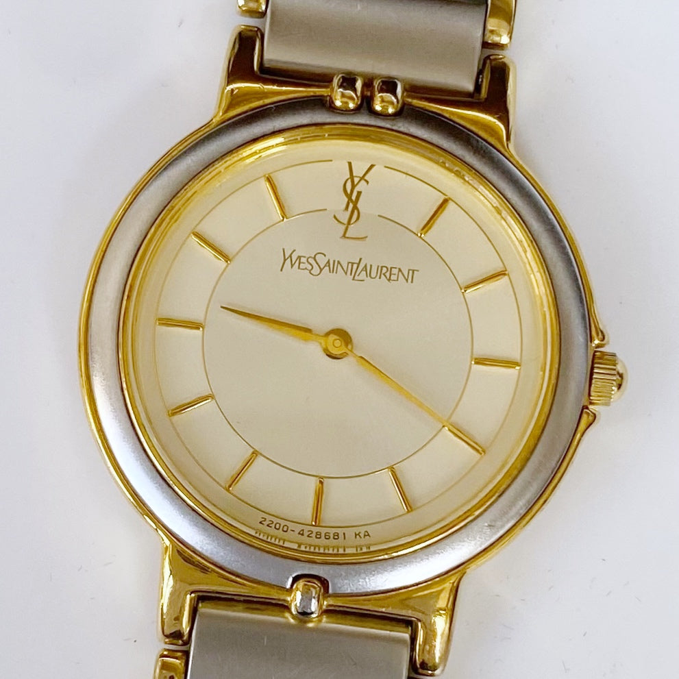 Yves Saint Laurent 1990s Round Two Tone Watch