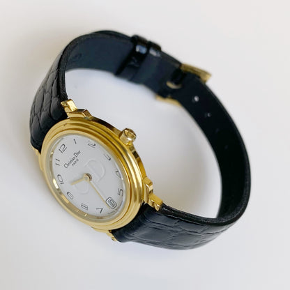 Dior Date Round Leather Watch